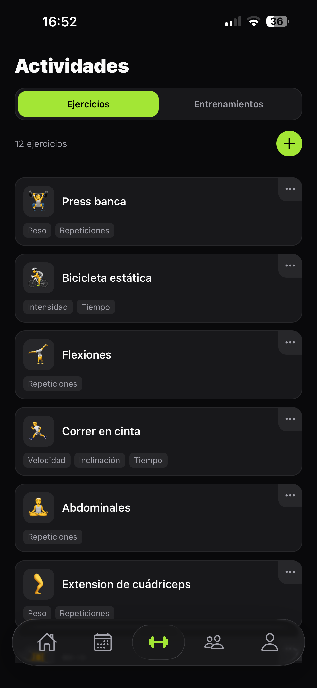 Tus ejercicios — Todo guardado en un sitio